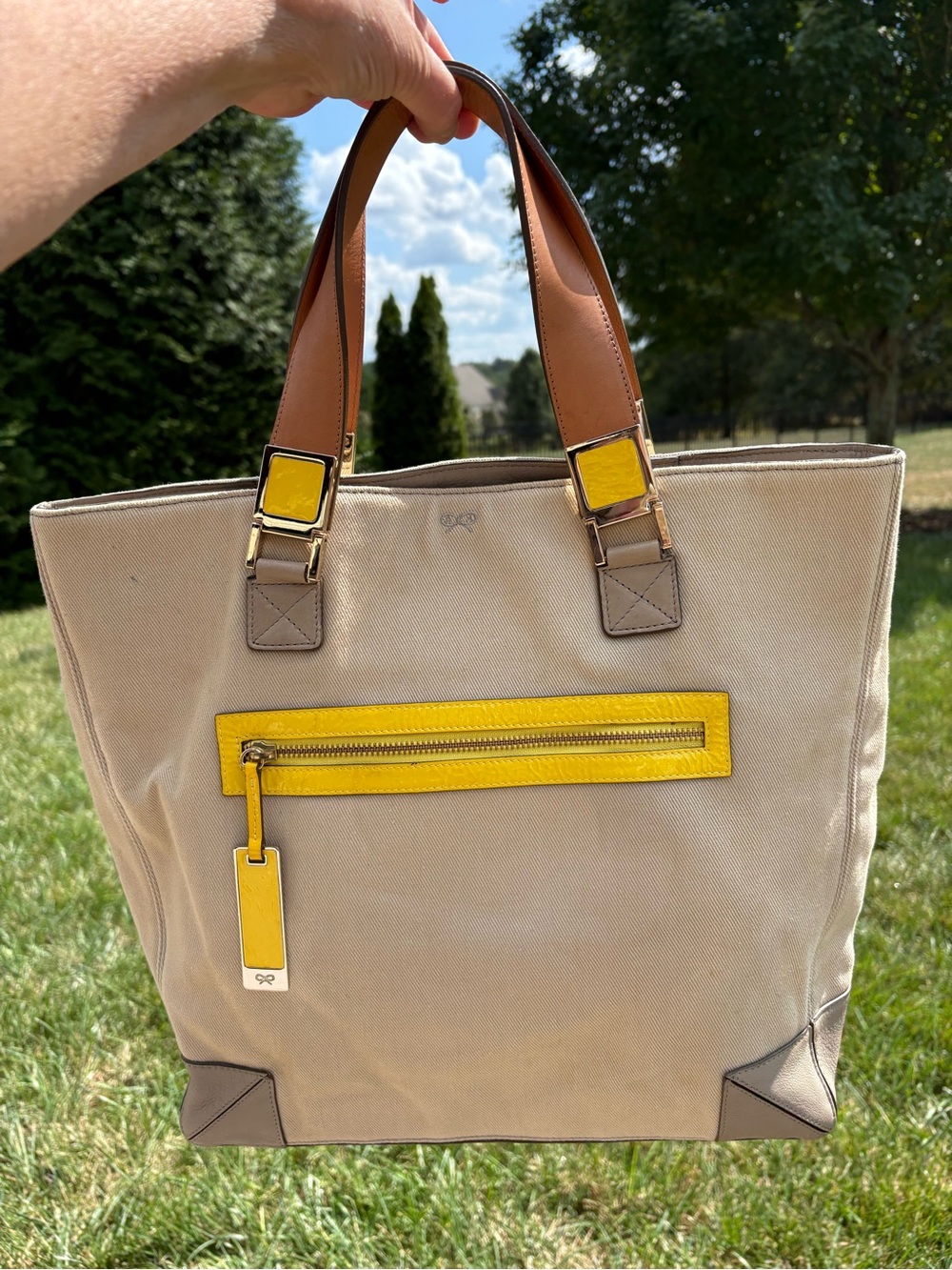 ANYA HINDMARCH canvas and leather tote